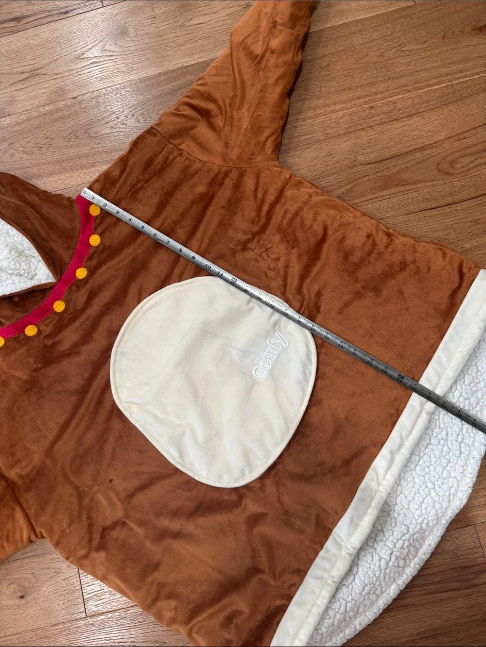 Comfy Brown Reindeer Kids Hoodie Costume with Cream Belly
